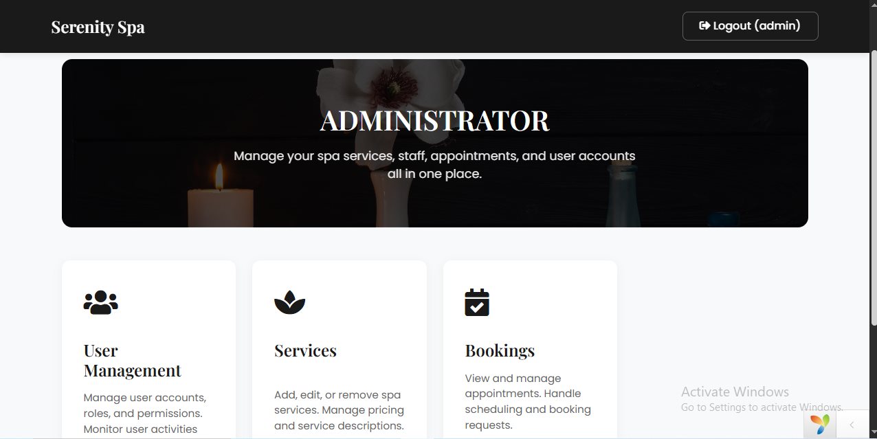Admin panel for managing spa staff, services, and bookings